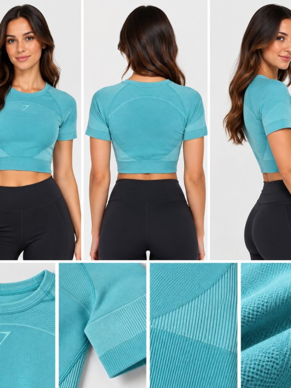 Gymshark Blue Cropped Short Sleeve Workout T-Shirt Size S